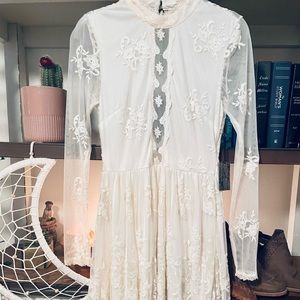 Ivory Lace mini dress womens